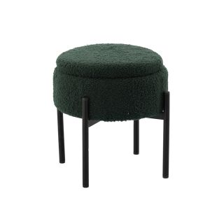Taburet Rotund Verde cu Picioare din Lemn, 28x31 cm - Otomane și suporturi pentru picioare