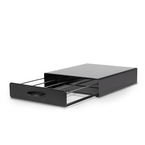 Fekete fémtartó Dolce Gusto kávékapszulákhoz, nyitott fiókkal - Bewello