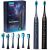Berdsen Galaxy Sonic Zahnbürste Duo Pack, 2 elektrische Zahnbürsten, 6 Bürstenköpfe, Ladestation, blau und schwarz