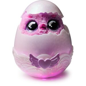 Hatchimals Alive Mystery Hatch Pufficorn tojás, egy rózsaszín és lila Hatchimal kukucskál ki belőle - Hatchimals