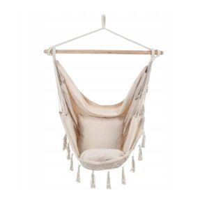 Béžové brazílske záhradné závesné kreslo - 130x100 cm - Záhradný nábytok