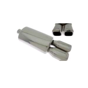 Turboworks 33 2,5 Zoll Doppel-Auspuffdämpfer, Edelstahl, schräge Ansicht - TurboWorks