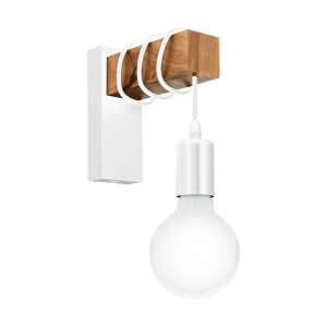 EGLO Townshend White and Wood Wall Lamp with E27 socket - Lamp & Lighting