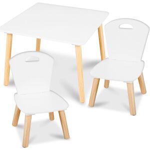 Ricokids babaasztal két székkel, fehér és barna - Ricokids