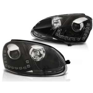 VW Golf 5 2003-2009 Fekete LED Fényszórók - Autólámpa