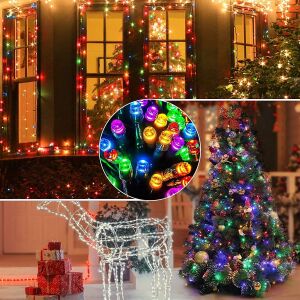 Kollázs a Rola Többszínű LED Fényfüzér karácsonyi és kültéri dekorációhoz - Nonbrand Fényfüzér