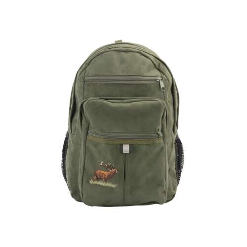 Forsport STAR velúr vadászhátizsák, sötétzöld, szarvas hímzéssel