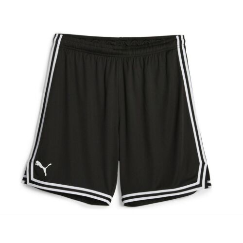Puma Hoops Team Game Short, fekete kosárlabda rövidnadrág fehér csíkokkal