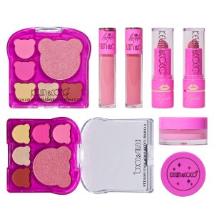 6 db-os sminktermék készlet, KEVIN & COCO, Pink Bear, 16,2 x 16 x 2,5 cm