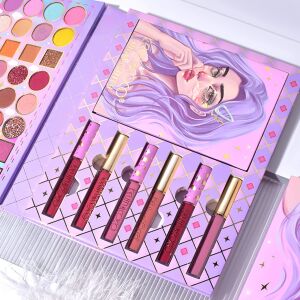 8 db-os sminktermék készlet, KEVIN & COCO, Violet Fairy, 51 szín, 19,5 x 24,5 x 2,5 cm