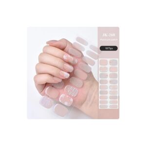 JK-268 UV gél körömmatrica, világos rózsaszín és csillámos design - Körömmatrica