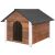Dechland XL insulated dog house with peaked roof, brown wood and white trim