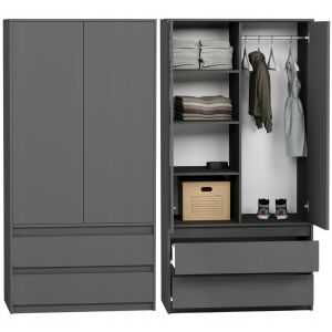 Mobene Gardróbszekrény B9 2 ajtós - 2 fiókos , antracit 