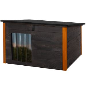 Dechland zateplená búda s plochou strechou veľká veľkosť XL #ebony