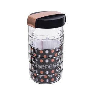 Iris 1.7L üveg fűszertartó rózsaarany és fekete fedővel - Iris