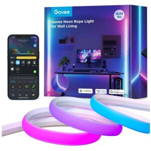 Govee Neon Rope Light for Wall Lining, 5 meter, white, smart, app controlled, Alexa, Google Assistant, Matter, LED strip lights - LED Strip