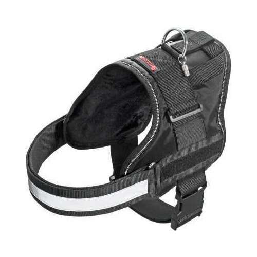 Fekete kutya hám fényvisszaverő csíkkal, FGO (Flamingo) Kutyahám adventure