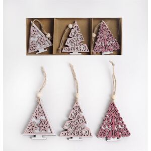 Iris Mályva karácsonyfadíszek, 3 darabos szett, rózsaszín fa akasztós dekorációk - Iris