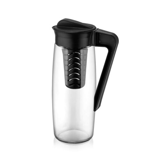 Iris C-00250 Karefe Oval Üveg kancsó gyümölcstartóval 1,6L - Fekete / elefántcsont