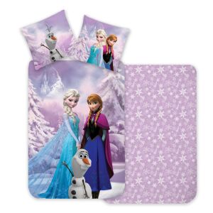 Lenjerie de pat Disney Frozen cu imprimeu Elsa, Anna și Olaf, 100x135 cm - Nonbrand Lenjerie de pat - grădiniță