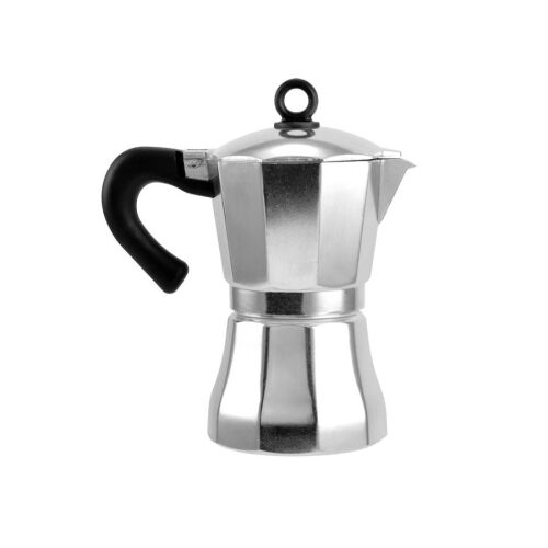 Kotyogós kávovar na espresso pre 6 šálok, lesklý hliníkový povrch