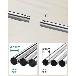 Mobil ruhaállvány, Mercaton, cipőpolccal, acél, ezüst, max 100 kg, 103,5x52,5x155 cm