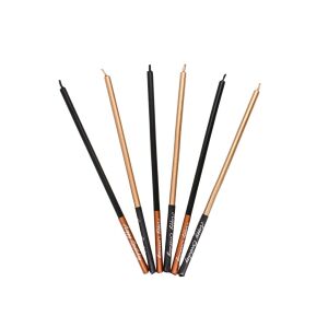 Set mit 6 Kerzen, Celebright, schwarzbrauner Glitzer, Happy Birthday-Botschaft auf der Basis, 15 cm