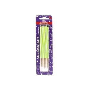 Set 6 lumânări pentru tort, Celebright, alb-verde, bază aurie, 15 cm 113426596 - Decoratiuni pentru tort