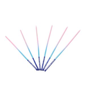 Set mit 6 Kerzen, Celebright, Farbverlauf rosa-blau, blauer Sockel, 17 cm