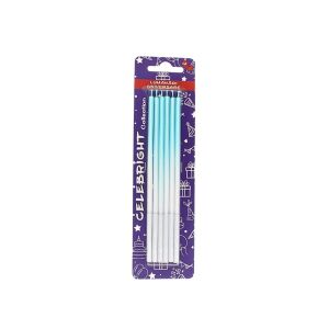Set mit 6 Kerzen, Celebright, Farbverlauf blau, weißer Sockel, 15 cm
