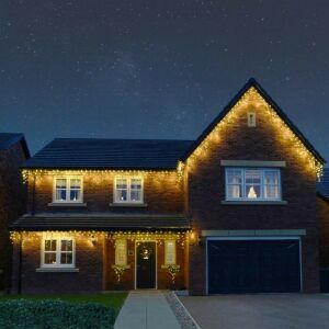 Flippy 200m meleg fehér LED karácsonyi jégcsap fényfüzérrel díszített ház - Fényfüzér