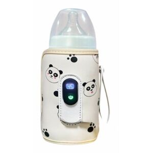 Podgrzewacz do butelek z przenośną butelką Arvada Baby Comfort, z ładowaniem USB, silikonowym uchwytem, stała temperatura do 24 h, cyfrowy wyświetlacz 14x8cm, kremowy