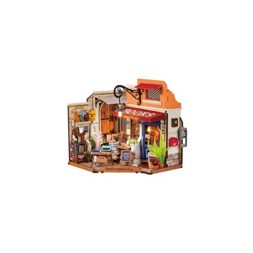 Könyvesbolt a sarkon 3D barkács miniatűr ház modellkészlet, 108 darab 