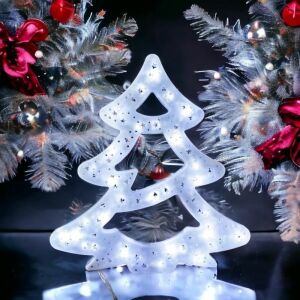 Hidegfehér Karácsonyi ablakdekoráció, ledes Karácsonyfa (37x34 cm, 220V) 113436278 - Ablakmatrica