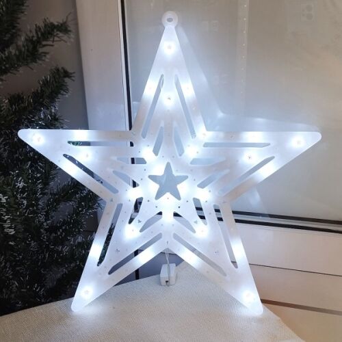 Hidegfehér Karácsonyi ablakdekoráció, ledes Csillag (40x40 cm, 220V) 113436283