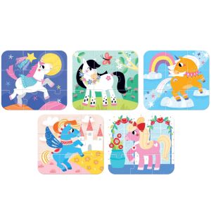 CzuCzu Lovas Puzzle - 5 puzzle diferite cu cai - Puzzle 3D & Puzzle cu burete