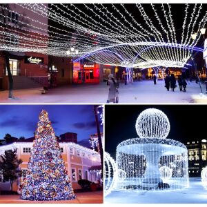 MRG MV8 hideg fehér LED fényfüzér városi utcát és karácsonyfát díszítve, kültéri karácsonyi dekoráció - Nonbrand Fényfüzér