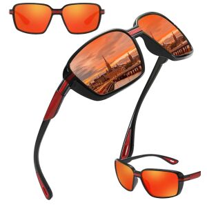 Sport kerékpáros szemüveg polarizált tükrös lencsékkel, piros