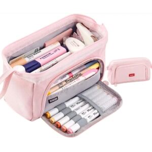 Tágas rózsaszín poliészter ceruzarendező, 22x12x9,5 cm 113444001 - Tolltartó