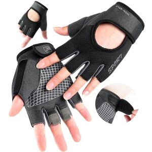 Univerzális kerékpáros kesztyű, fekete, poliészter, szélessége 10 cm