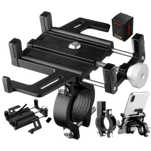 Univerzális kerékpárkormány telefontartó, alumínium + szilikon szalag, 9x8,7x10 cm 113444224