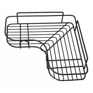 Fürdőszoba sarokpolc szervezővel, fekete, műanyagból és fémből, 36x12x6 cm