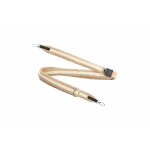 Hnedá bavlnená šnúrka na telefón s bielym pruhom - Popruhy na krk