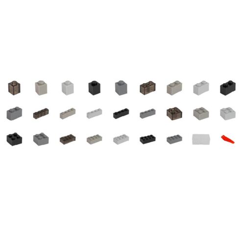 Q-BRiCKS Graue Bausteine Set, 300 Teile, Sortierte Grautöne