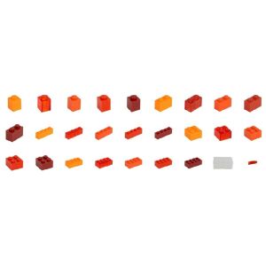 Q-BRiCKS червени и оранжеви строителни блокчета, 300 броя - Q-Bricks