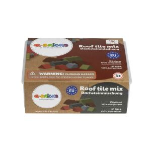 Q-BRiCKS 150-teiliges Bauset mit braunen Dachziegeln in Verpackung - Q-Bricks
