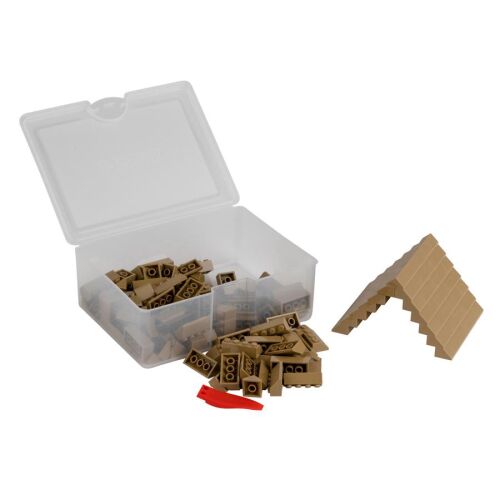 Q-BRiCKS Set de construcție cu 150 de piese, țigle de acoperiș bej, cu recipient deschis