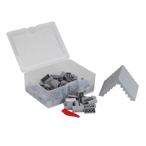 Q-BRiCKS Zestaw 150 klocków z jasnoszarymi dachówkami w pojemniku - Q-Bricks