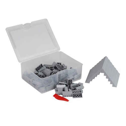 Q-BRiCKS 150-teiliges Bausteinset mit hellgrauen Dachelementen im Behälter
