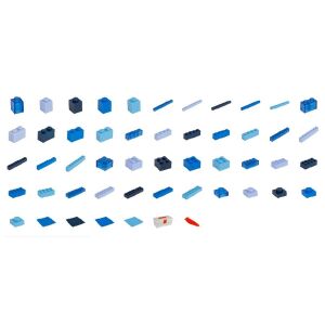 Q-BRiCKS Син комплект строителни блокове, 600 броя, асортирани форми - Q-Bricks